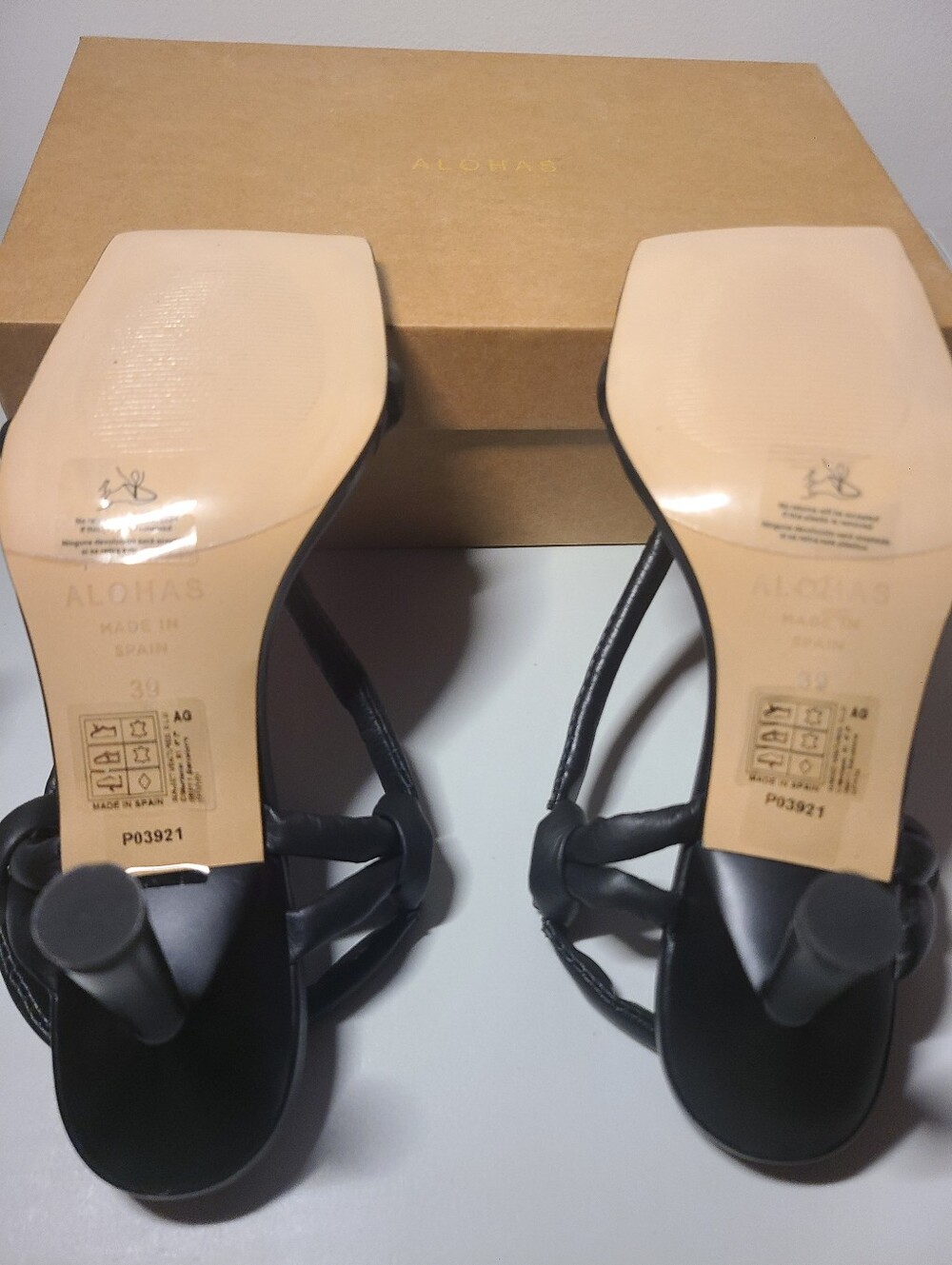 Alohas - Sheila Black High Heel Sandals Womens Size 8.5 (39) - Picture 7 of 11